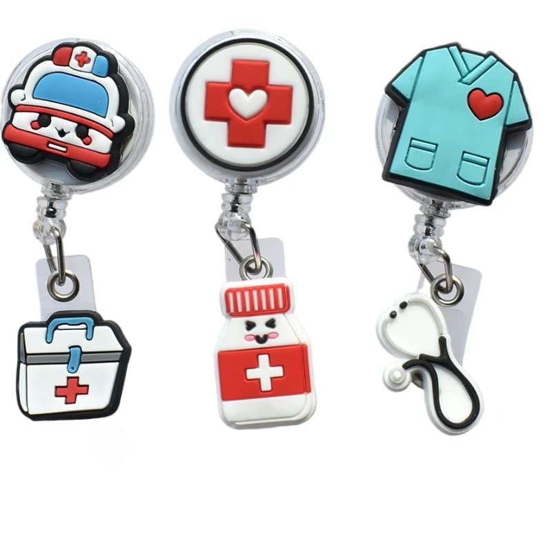 Medicina ospedale infermiere medico modello di cartone animato Clip Badge Reel retrattile ID nome titolare della carta portachiavi spille regali