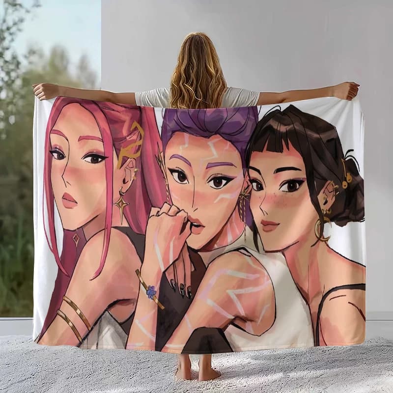 Coperta in flanella K-Pop Demon Hunters Golden Saja Boys, coperta in peluche ultra morbida e calda per casa, camera da letto, letto, divano, ufficio, picnic