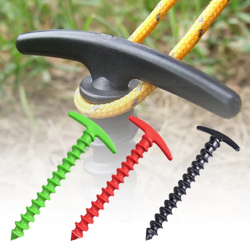 Nylon Plastic Screw Spiral Tent Peg Stakes Nail Outdoor Hiking Camping Ground Support Nails Tent Canopy Fixing Supplies