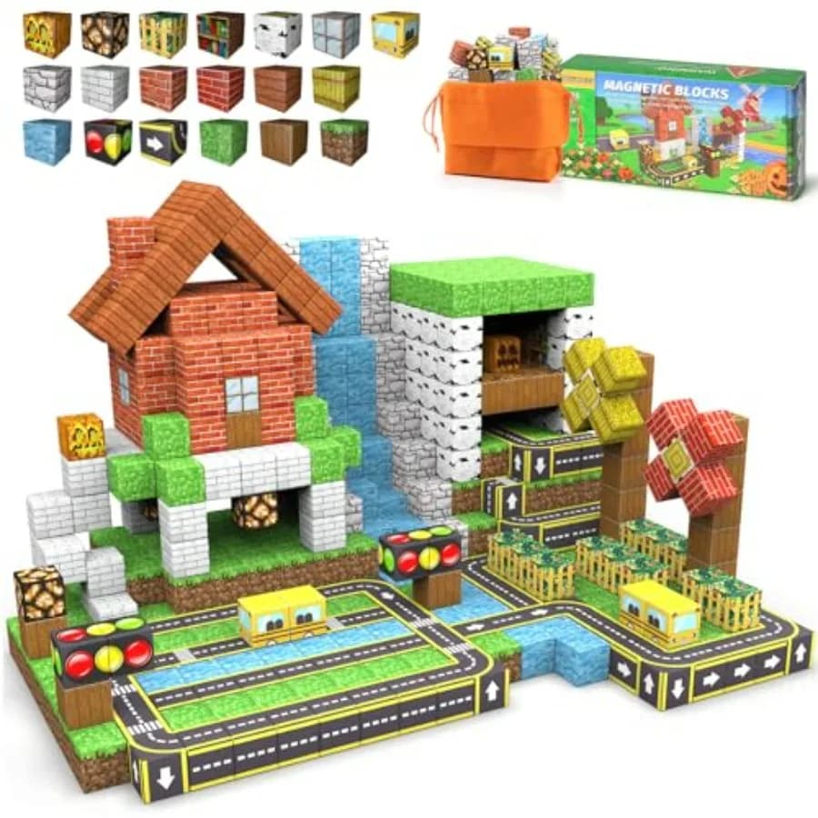 Blocchi Magnetici - 100 Pezzi Piastrelle Magnetiche Impilabili, Cubi da Costruzione, Gioco Educativo STEM, Regalo di Compleanno per Ragazzi