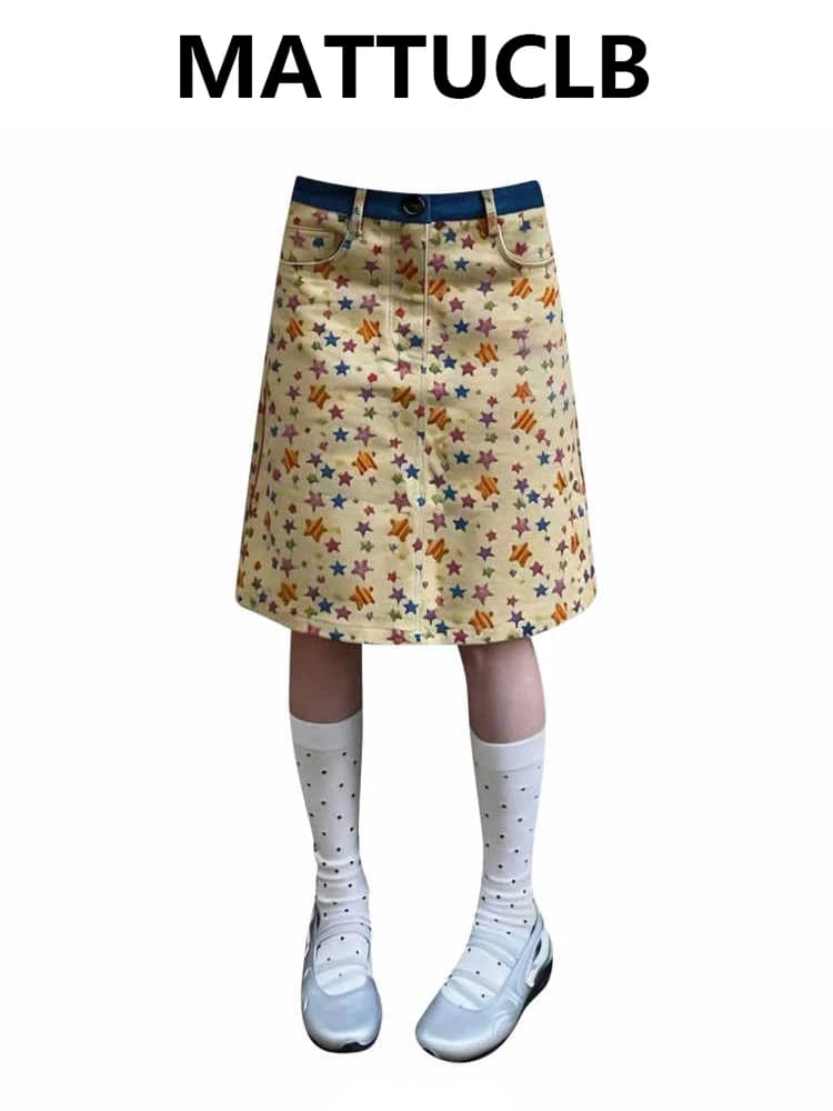 Nuove Gonne Midi Estive da Donna in Denim Stile College Coreano Y2K Estetica Anni '00 Abi American Retro Harajuku Shoujo