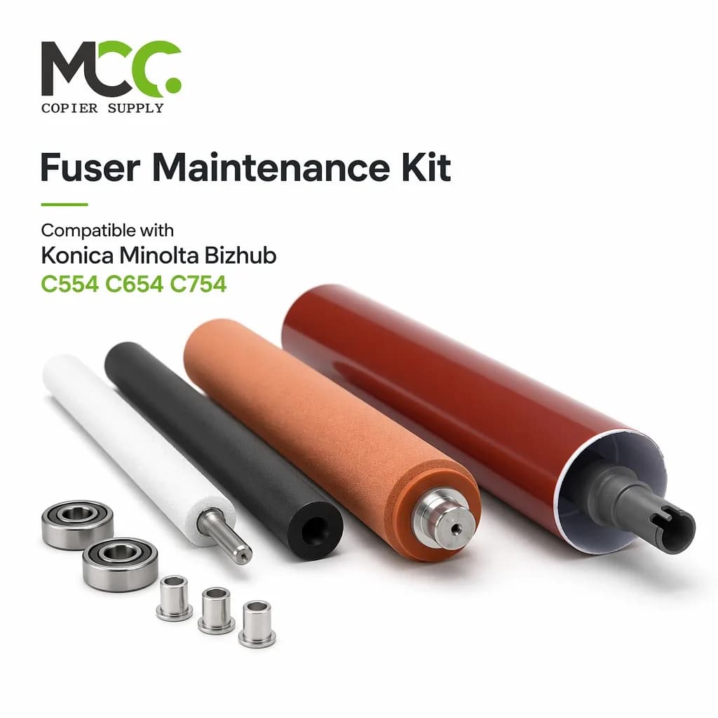 For Konica Minolta Bizhub C654 C754 C554 muslimex Fuser Film Foam Roller Pressure Roller Brush Kit Roller Bearing Roller