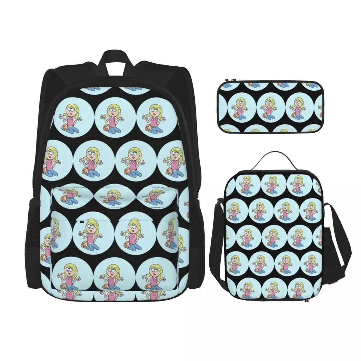 Zaini Cartoon Lizzie McGuire per Ragazzi e Ragazze, Borsa per Libri, Zaino Scolastico per Studenti, Set Tre Pezzi con Borsa Pranzo e Astuccio