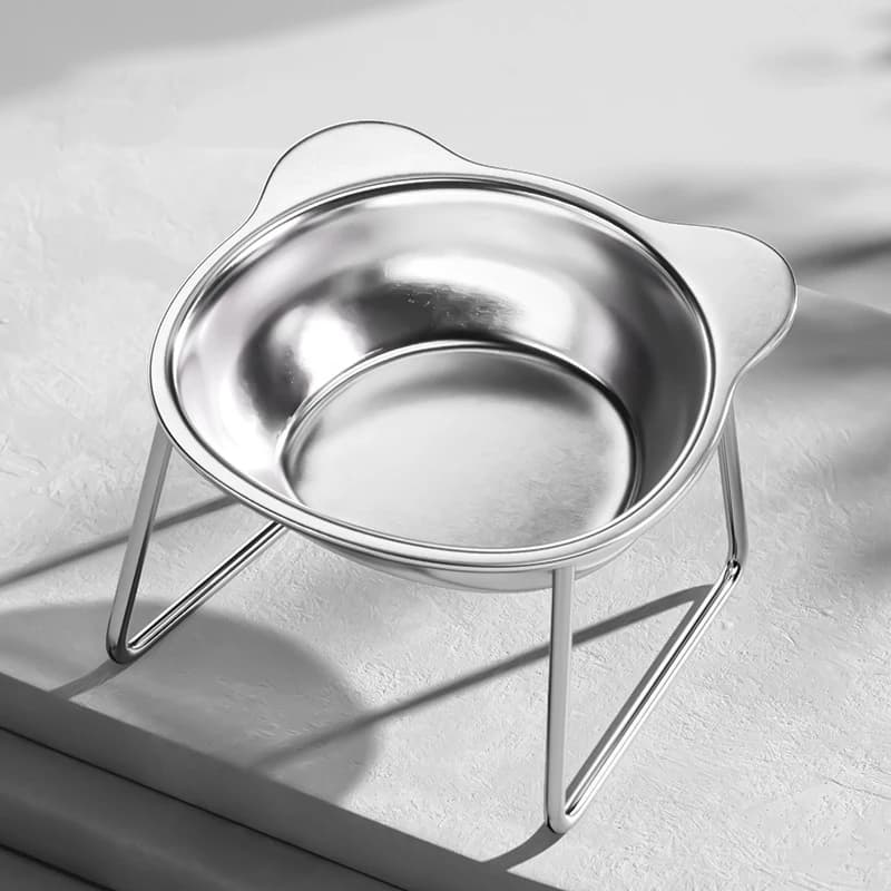 New Raised Cat Bowls Tilted Neck Guard Cat Food Bowl Stainless Steel Shatter-resistant Elevated 15° Pet Supplies For Puppy Cat
