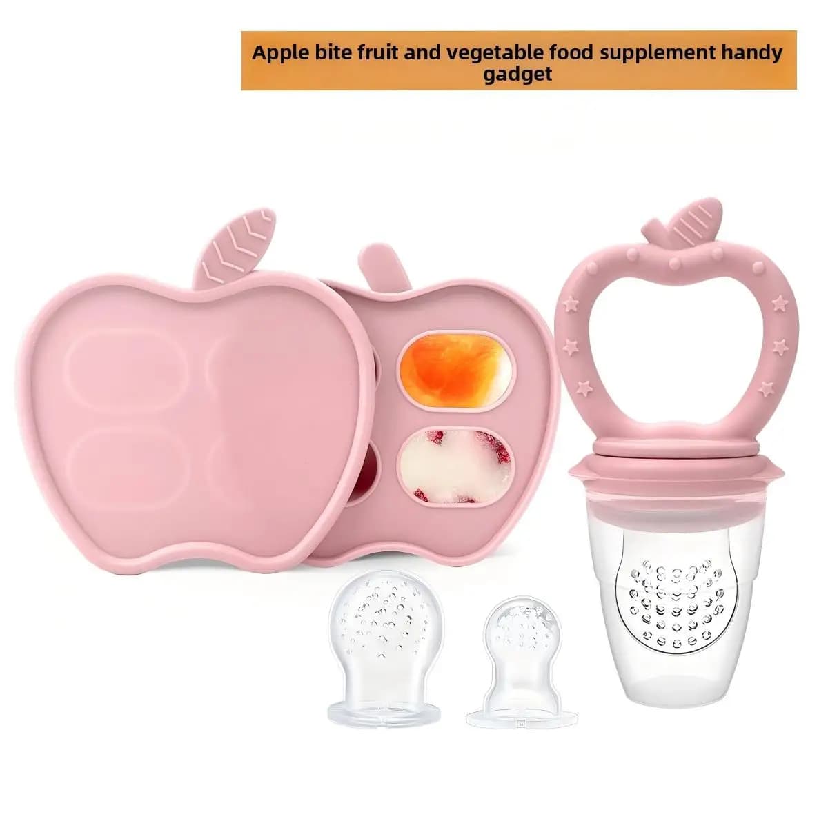 Nuovo ghiacciolo per la dentizione di mele per impedire ai bambini da mangiare alle mani, integratore alimentare per frutta in silicone, massaggiagengive per succhi