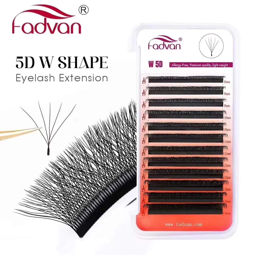 Supplies for extension lashes in synthetic mink shaped soft W Fadvan 5D
