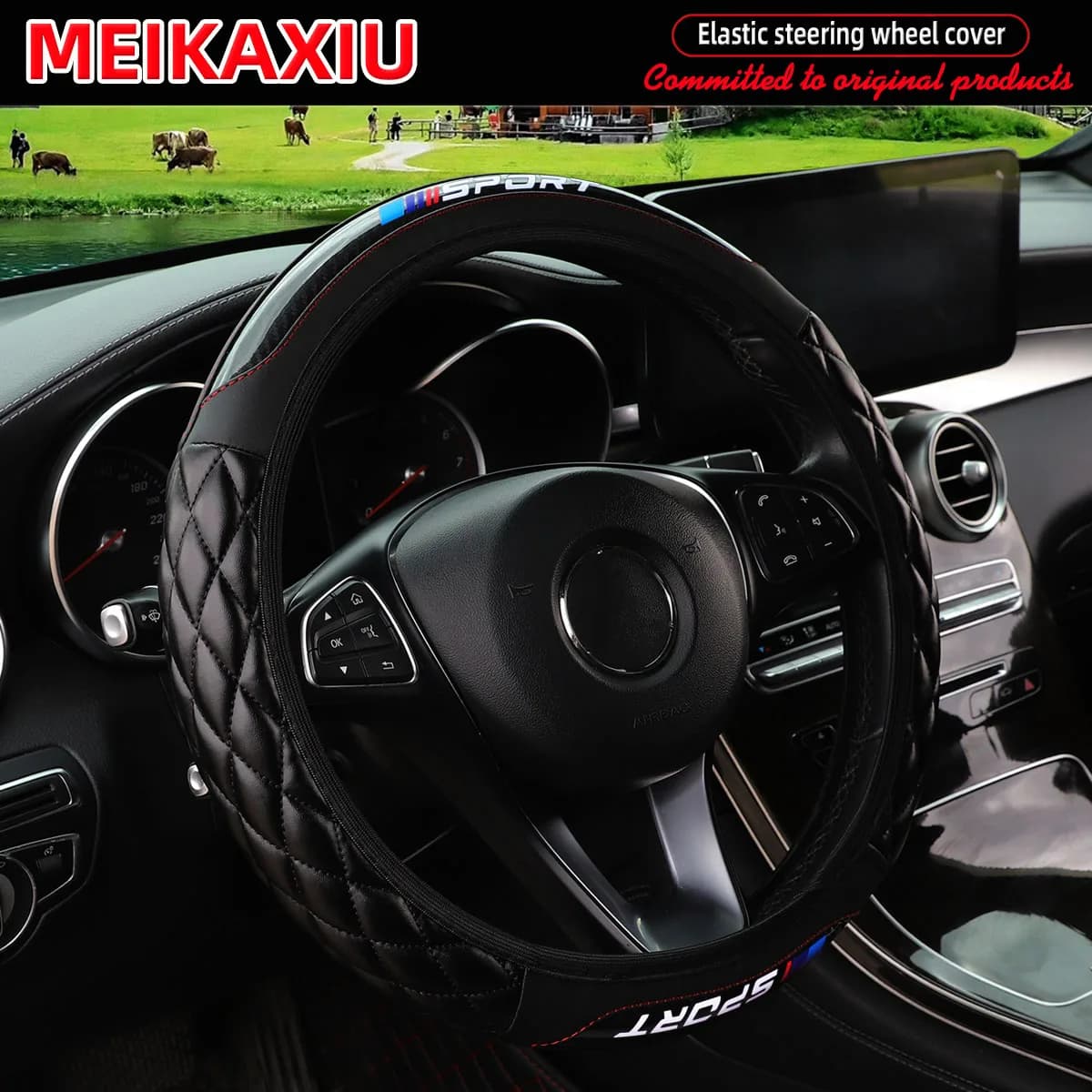 Elastic Cover for Universal Car Embroidered in Soft Leather for Interior Car Decoration of the New Model SPORT for Women