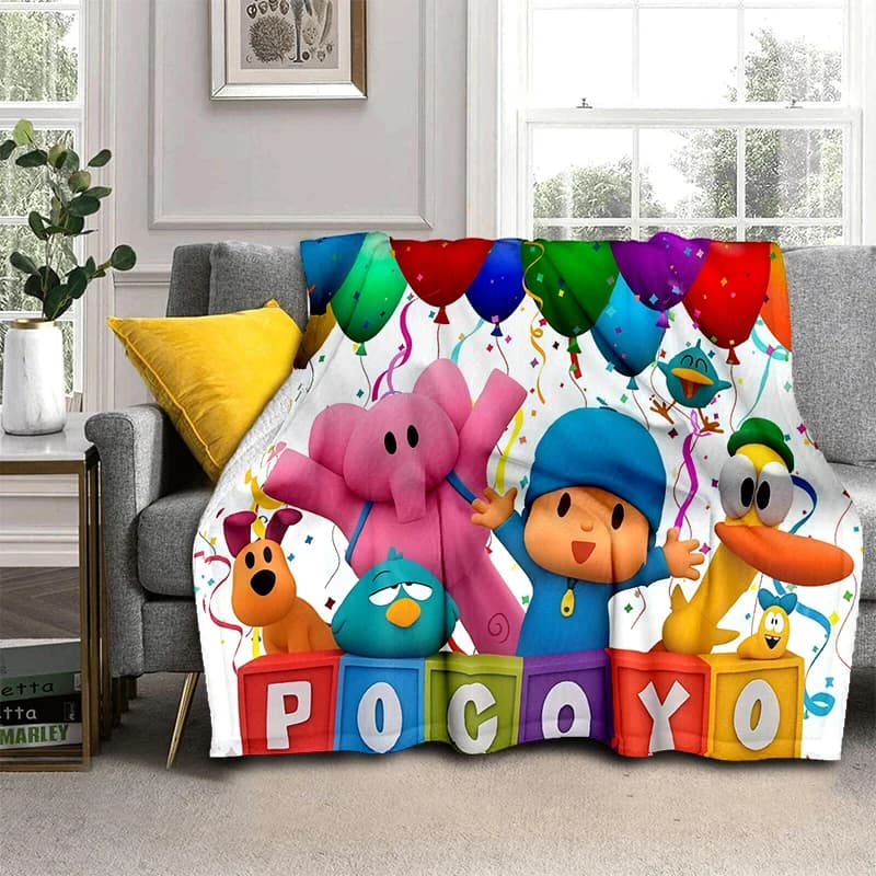 Coperta 3D divertente P-Pocoyo Elly Pato Cartoon, morbida coperta per la casa, camera da letto, divano letto, picnic, viaggio, ufficio, copertura, regalo per bambini