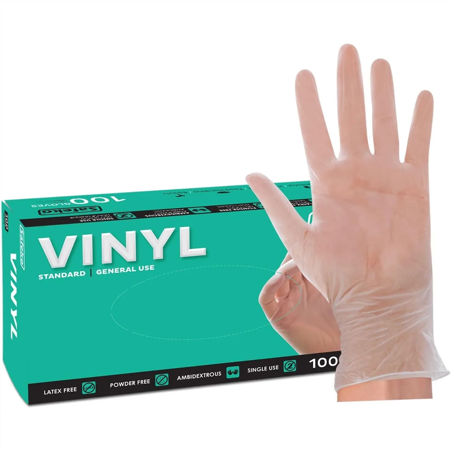 Guanti Monouso in Vinile Trasparente - Senza Polvere e Lattice, Adatti per Alimenti, Uso Multiuso