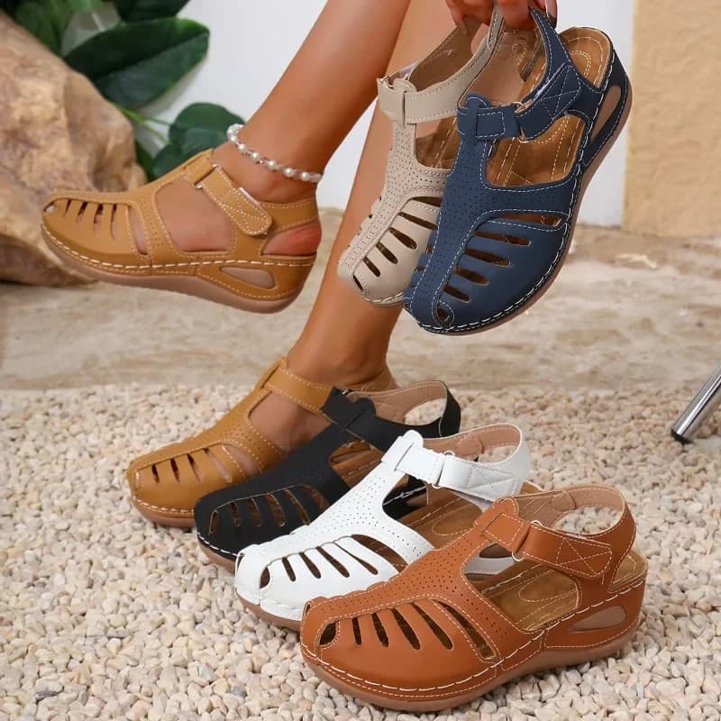 Sandali da Donna con Punta Chiusa, Cinturino in Velcro, Traspiranti, Comodi, Leggeri, Facili da Indossare, per Passeggiate all'Aperto e Uso Quotidiano