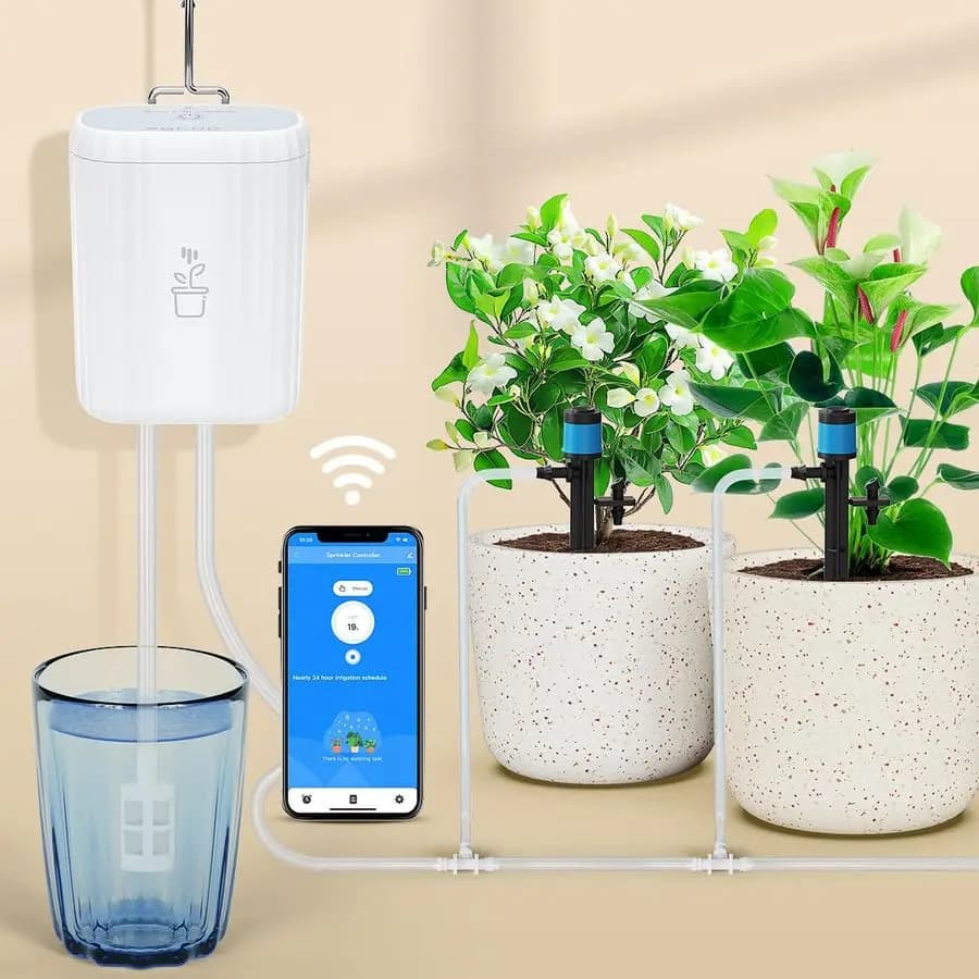 Indoor and outdoor plant irrigation devices, WiFi 2.4GHz irrigation timer, self-watering system for potted plants, automatic drip irrigation