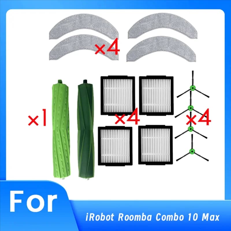 A04V per Irobot Roomba Combo 10 Max Robot Aspirapolvere Spazzola Principale e Laterale Filtro HEPA Panno per Mocio Sacchetto Polvere Accessori Essenziali per Aspirapolvere