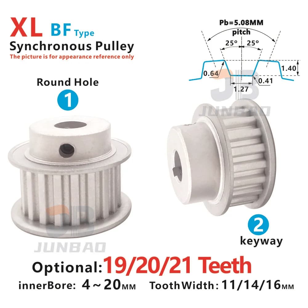 XL BF tipo 19 20 21 denti puleggia dentata sincrona larghezza dente 11 14 16 MM foro per chiavetta da 4 a 15 MM parti della stampante 3D