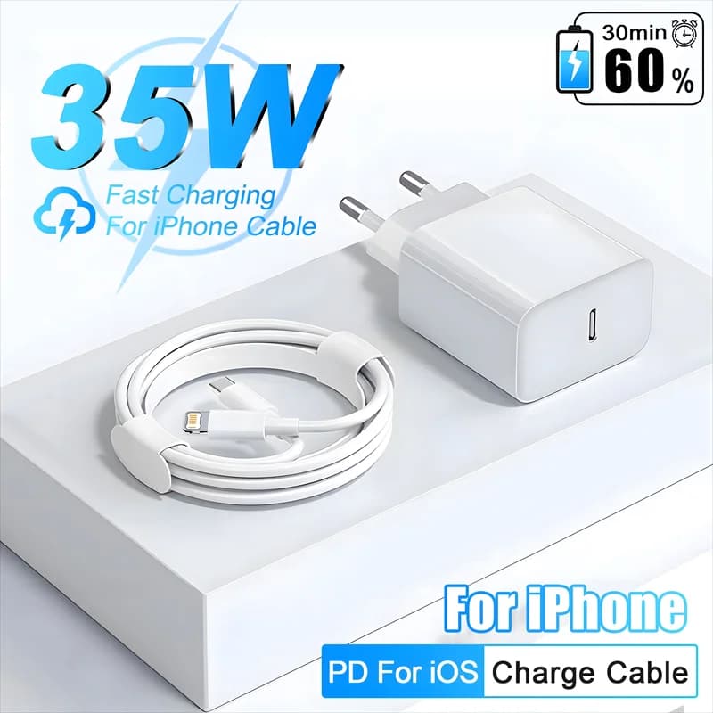 Caricabatterie rapido originale PD 35W USB tipo C per iPhone 13 14 15 12 11 16 Pro Max Plus Cavo caricabatterie rapido Accessori per telefoni