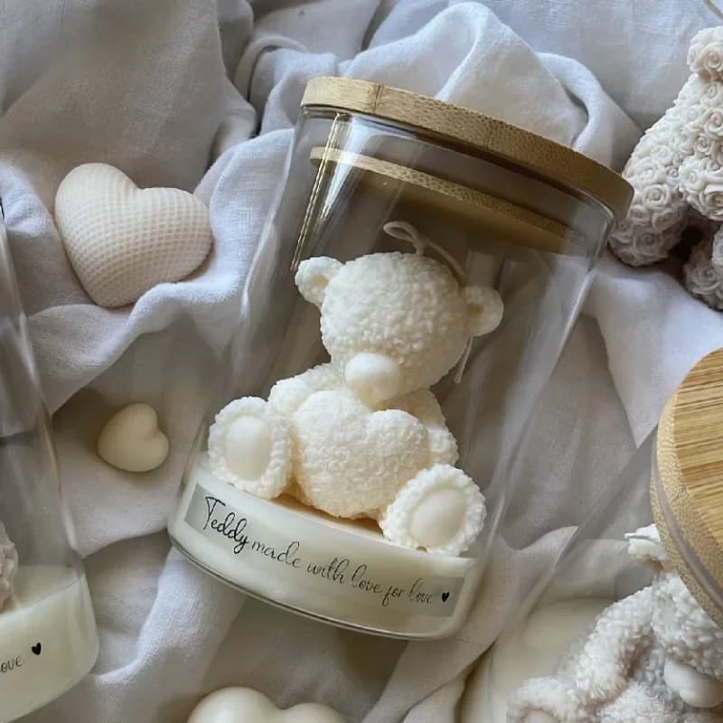 Stampo in Silicone per Candele a Forma di Orsetto Abbracciato, per Aromaterapia, Gesso, Resina, Regalo per Creazione di Statue