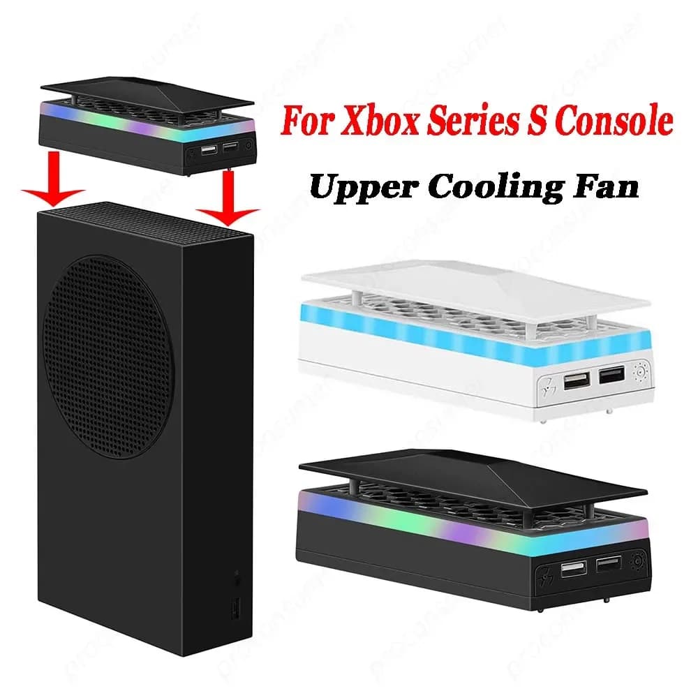 Dispositivo di raffreddamento della ventola di raffreddamento della console di gioco per accessorio della console Xbox Series S Copertura superiore antipolvere Dispositivo di raffreddamento della ventola RGB a dissipazione del calore a 3 marce