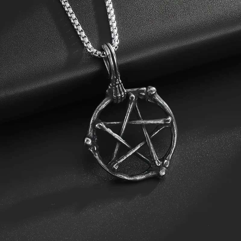 1PC New Vintage Skull & Pentagram Pendant – Unisex Hip-Hop, Punk, Rock, Street-Style Gift