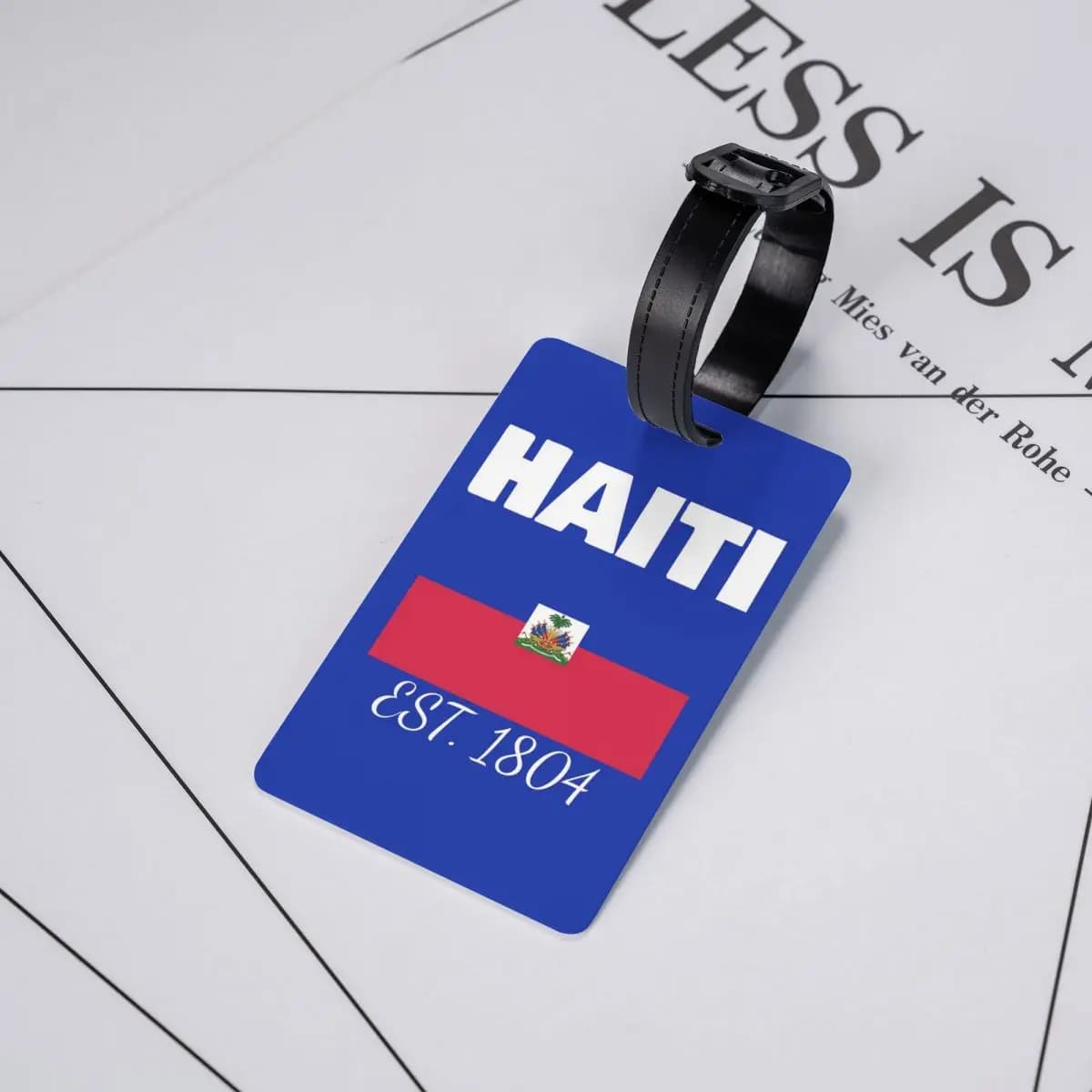 Haiti EST. Etichette per Bagagli con Bandiera Haitiana 1804, Porta Etichette per Valigie da Viaggio con Spazio per Nome e Indirizzo