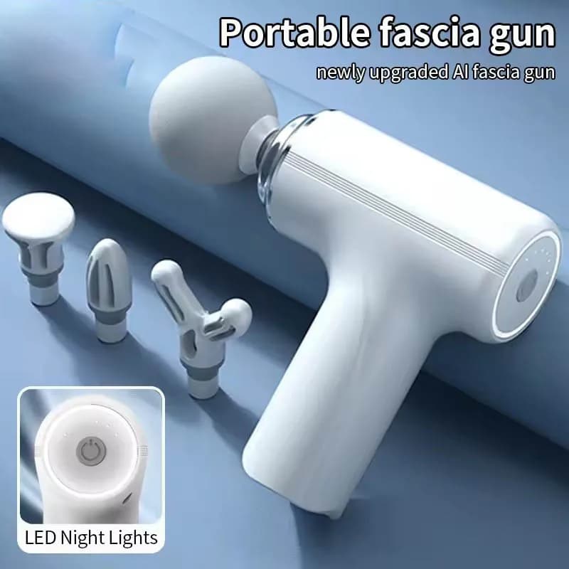 Portable Electric Scooter Massage Percussion Massage Body Relaxation with 4 Replaceable Massage Heads LED Night Light