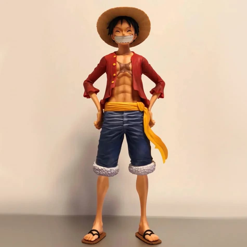 Statuetta Anime One Piece, Figurina di Luffy in Posizione Eretta, Modellino in PVC da Collezione, Regalo di Compleanno per Bambini