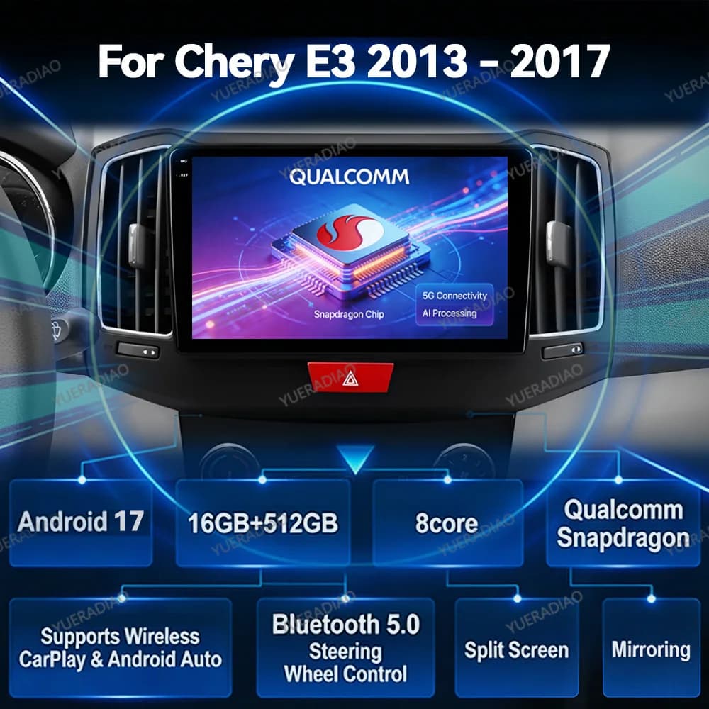 Android 17 Car Radio For Chery E3 2013 2014 - 2017 SWC Carplay Multimedia Central Touch Screen Head Unit Multimedia Video Player