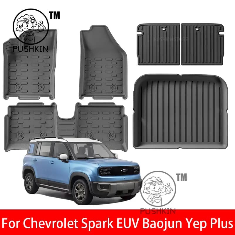 Car Floor Mats For Chevrolet Spark EUV Baojun Yep Plus 2025 2026 Trunk Mats Customized Cargo Liner Protector Waterproof Non-sli