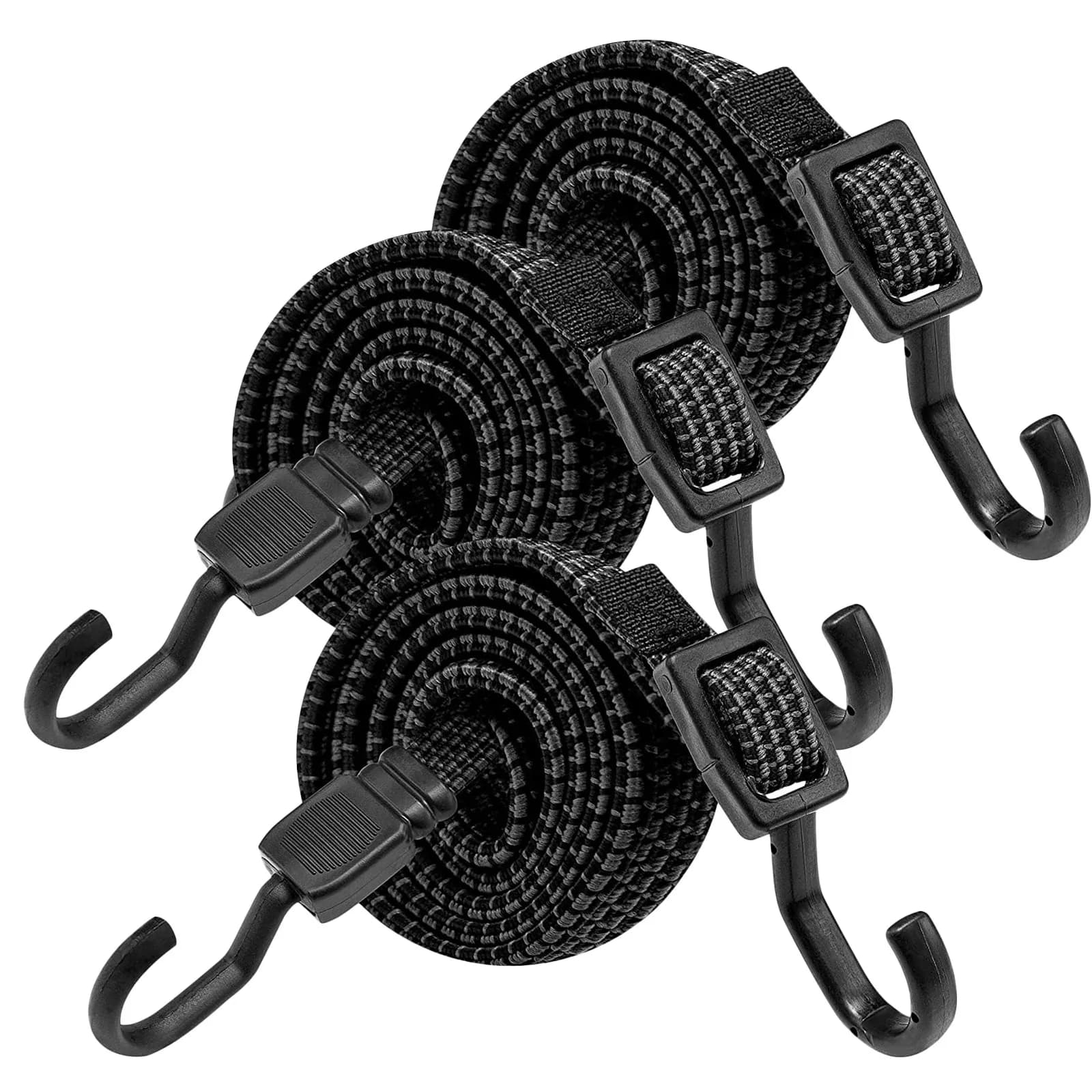 Set di 3 Cinghie Elastiche per Bagagli, Corde Piatte Regolabili Rinforzate, Cinghie in Gomma Resistenti con Ganci per Carichi Pesanti