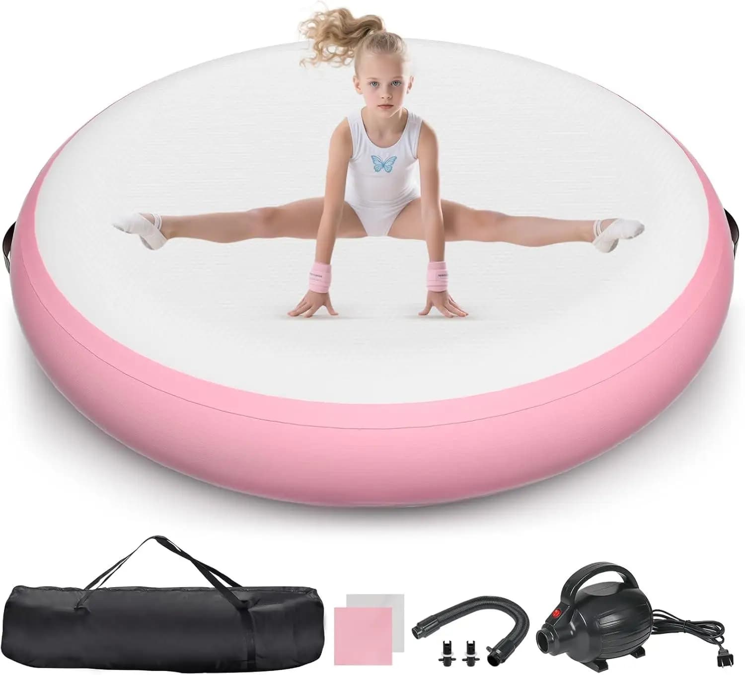 PVC Inflatable Mat for Yoga and Gymnastics, Diameter 1m, Inflatable Mat for Domestic Use, Resistant Gymnastic Mat