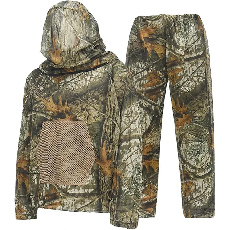 Pesca Apicoltura Felpa con cappuccio anti-zanzara Set Abbigliamento da caccia mimetico resistente all'usura ad asciugatura rapida Abbigliamento da lavoro da campeggio nella giungla all'aperto