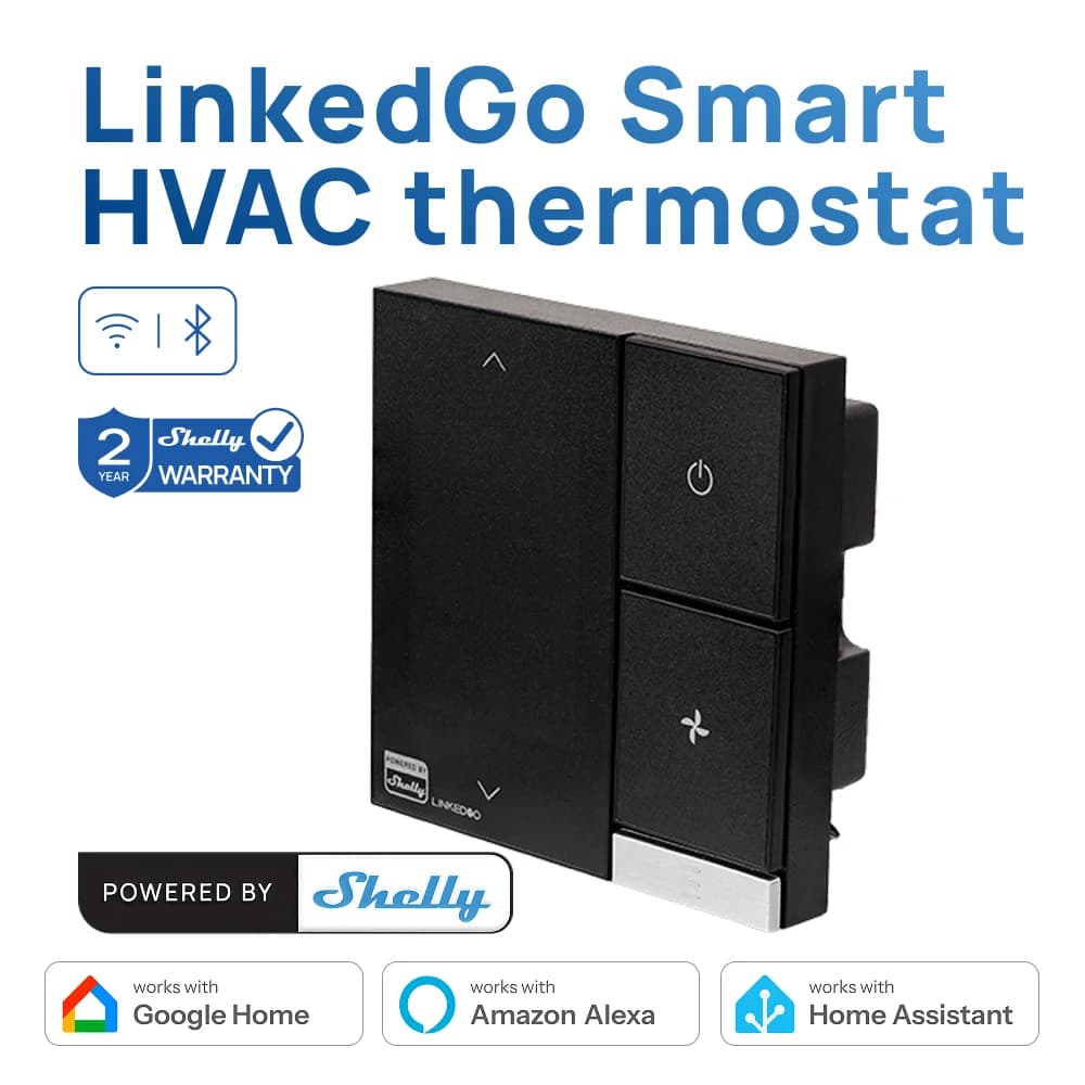 LinkedGo Smart HVAC Thermostat By Shelly WiFi Operated Versatile Heating Cooling Underfloor Heating with Frost Protection No