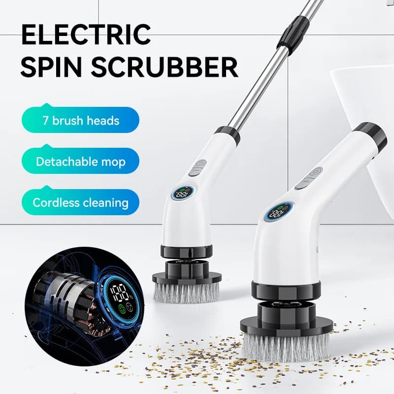 Spazzola per pulizia elettrica wireless multifunzionale per uso domestico, spazzola per pulizia portatile retrattile nove in uno per WC/cucina