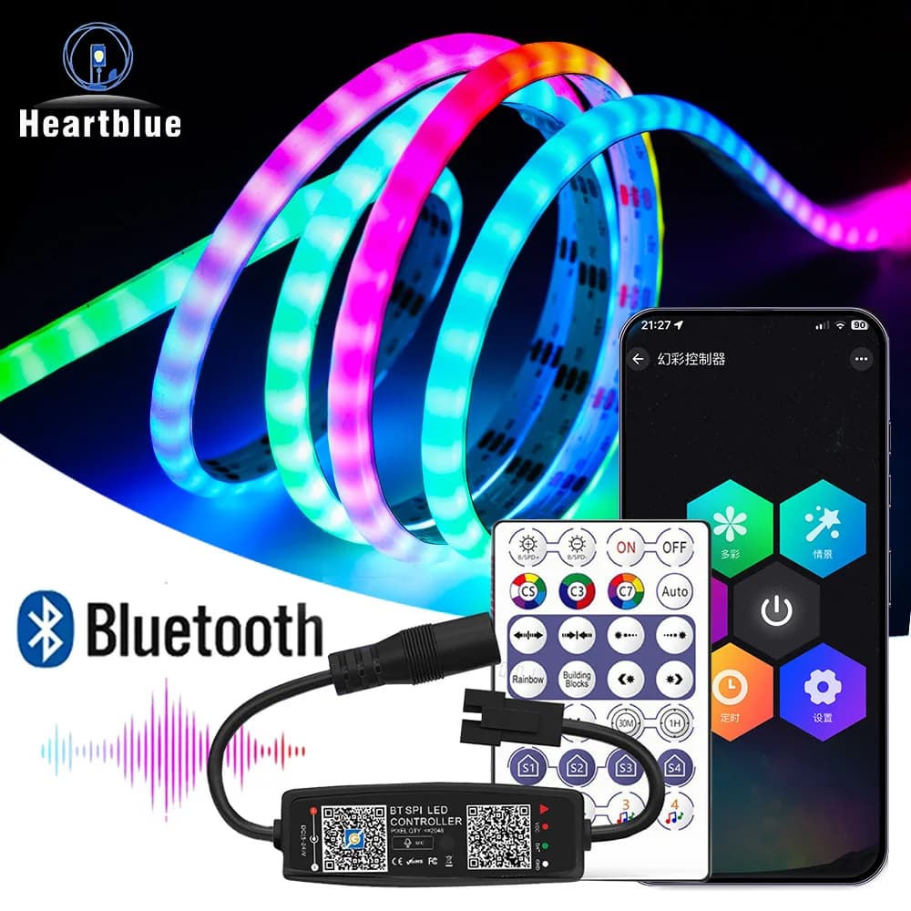 3mm COB 240D Bluetooth Smart WS2812 RGB COB Strip Controller APP Controllo 240/160D Modalità musicali attivate dal suono Luce di marcia 5V