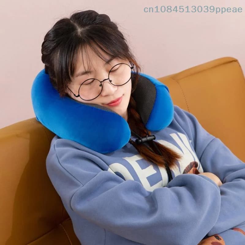 Morbido cuscino da viaggio a forma di U Viaggio Sanitario Memory Foam Riempitore a rimbalzo lento Cuscino cervicale per aereo Cuscino per il collo