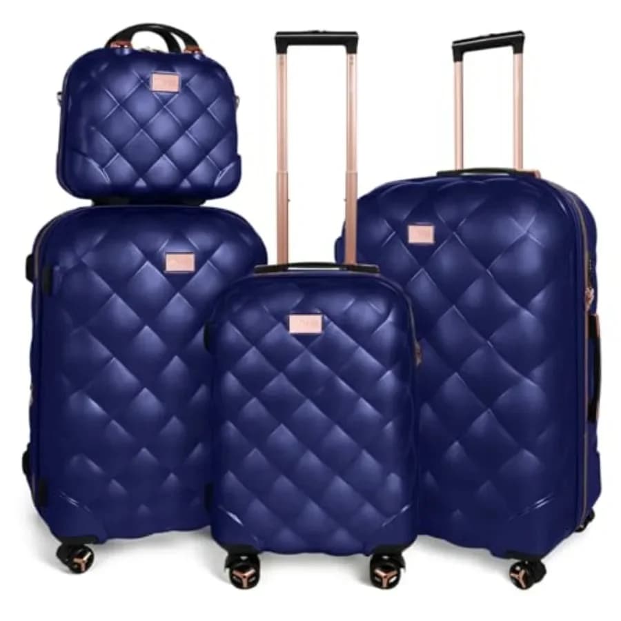 4-Piece Luggage Set for Travel, Polycarbonate, Black, Expandable 20 with TSA Lock