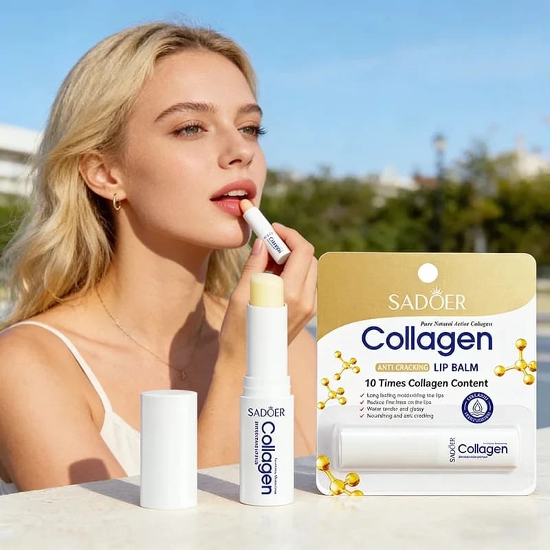 SADOER Collagen Lip Balm Moisturizing Anti Cracking Brightening Nourishing Repair Hydrating Lipstick Lips Skin Care Products