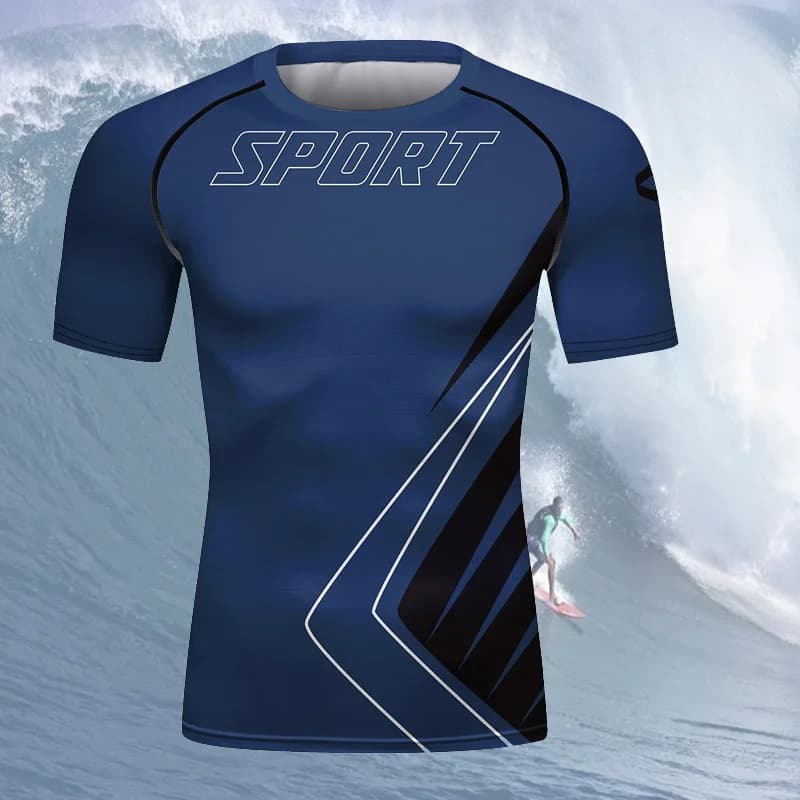 Cody Lundin Sports Sublimation Printed Short Sleeves Swim Rash Guard Running Fitness Custom Shirt for man Surf Running Wear
