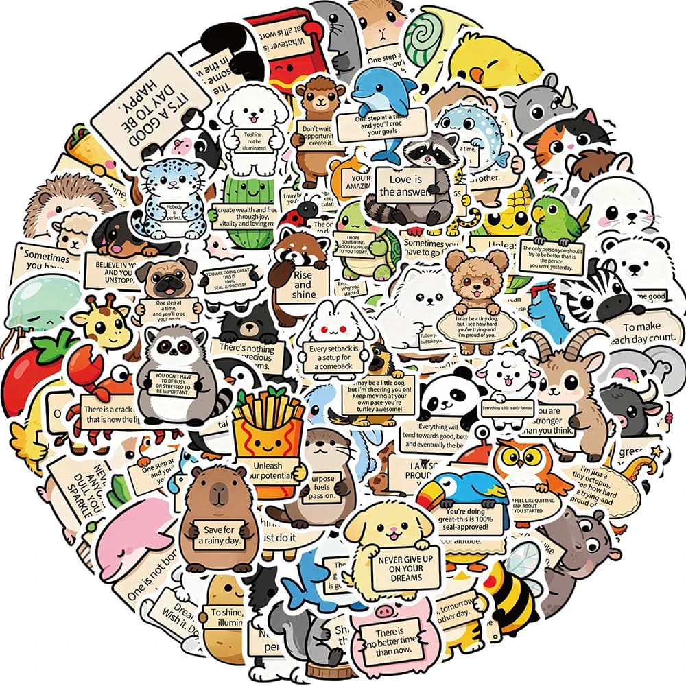 10/30/50/100 Pezzi Adesivi Divertenti di Animali Cartoon per Supporto Emotivo, Adesivi Creativi per Graffiti, Skateboard, Telefono, Bagagli, Decorazioni