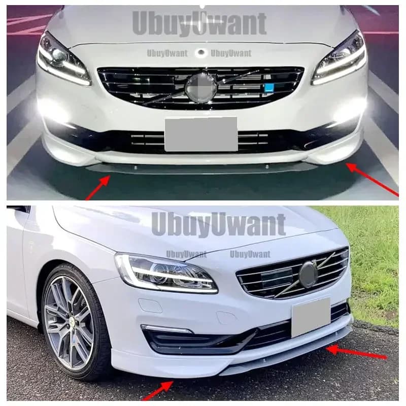 High Quality ABS Black & ABS Carbon Fiber Bumper Front Lip Splitter Diffuser Lip Spoiler For Volvo V60 S60 2014-2018