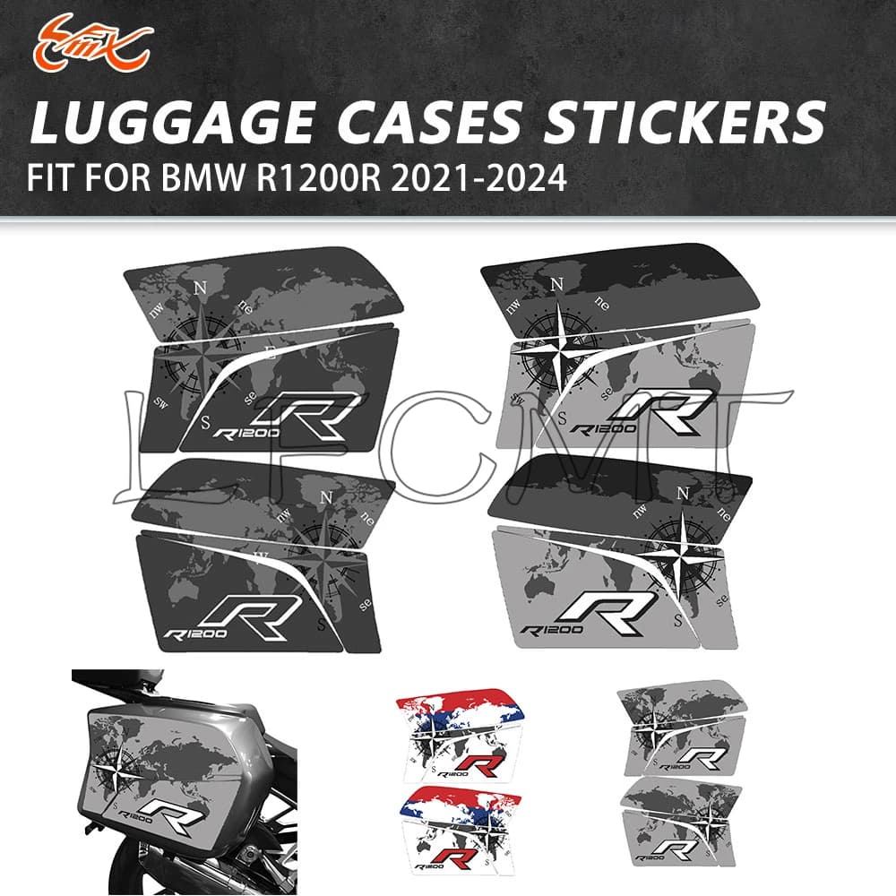 Misura per BMW R1200R R 1200 R 2021-2024 Tronco del motociclo Custodie per bagagli Borse laterali Adesivo Scatola laterale Valigia Decorazione Decalcomanie