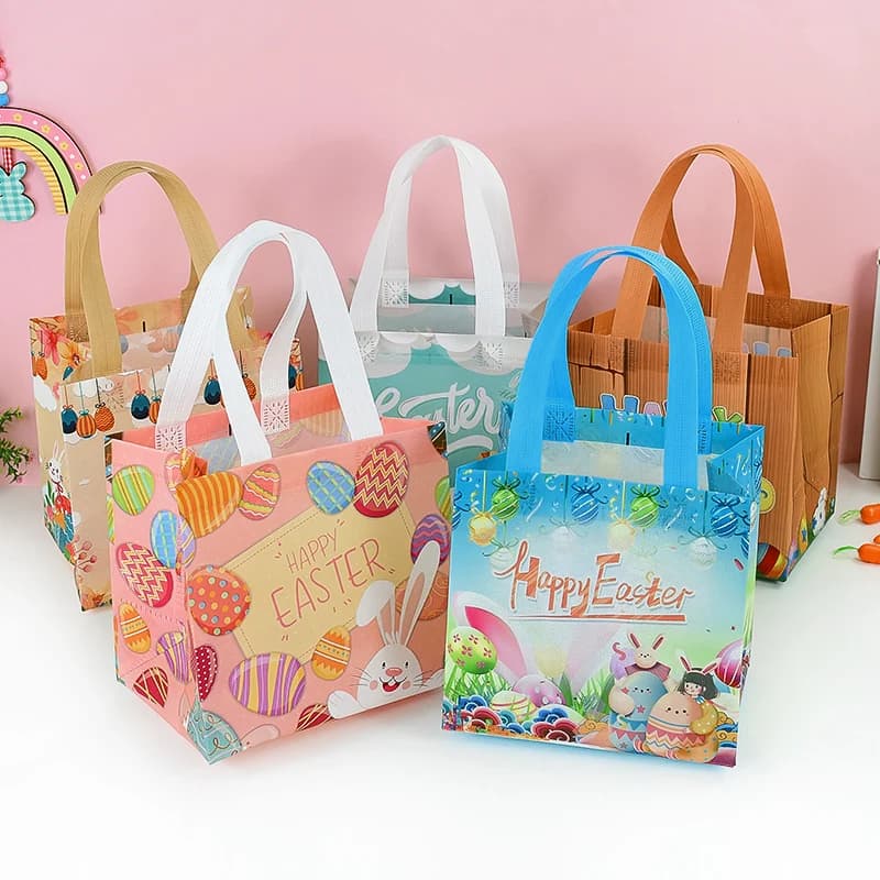1 borsa tote in tessuto non tessuto pasquale borsa per la spesa a tema pasquale cestino pasquale borse riutilizzabili sostenibili design colorato