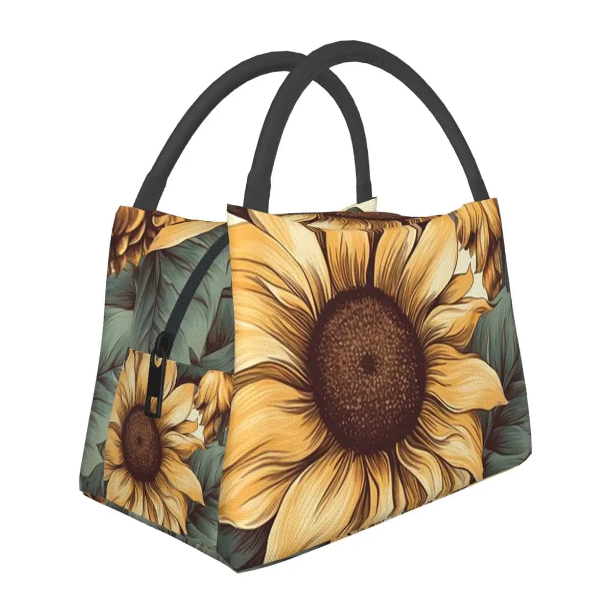 Borsa termica per il pranzo con disegno botanico di grappolo di girasoli dorati, per la scuola, il picnic, contenitori per alimenti, scatola termica per il pranzo