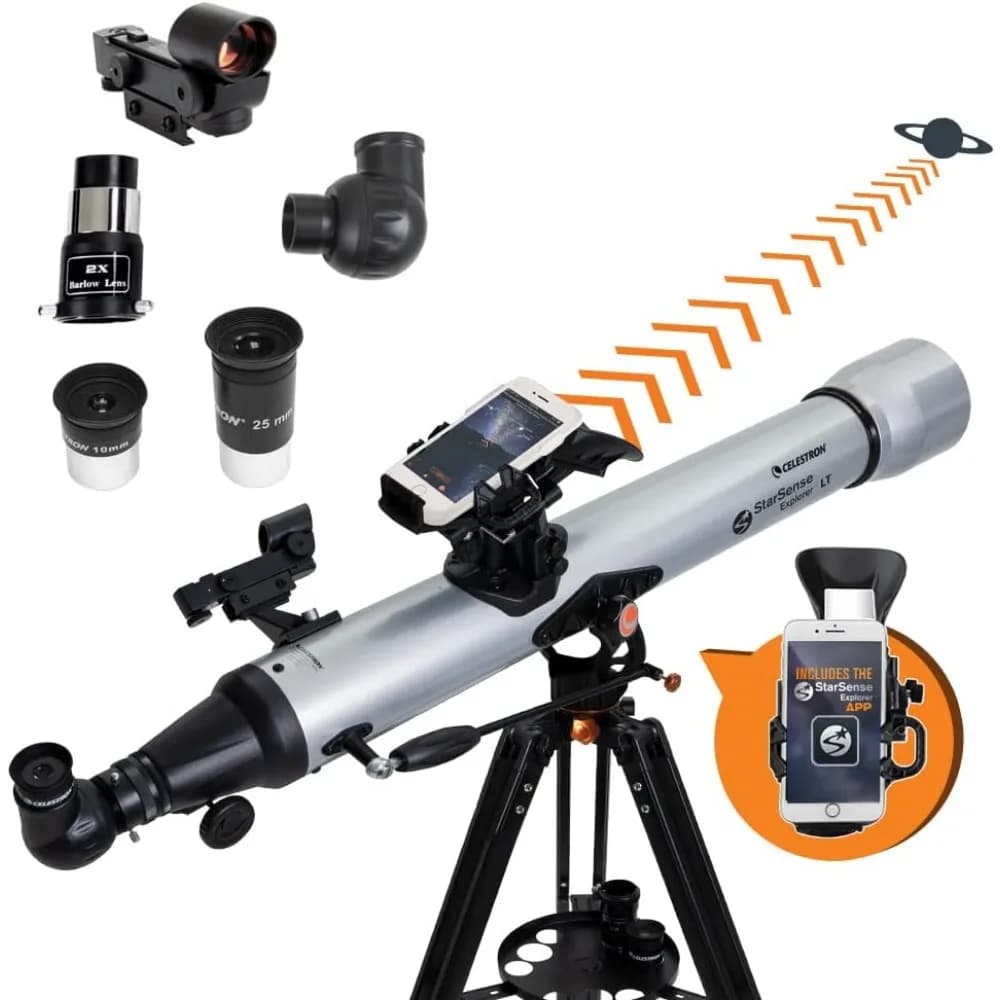 Telescopio Rifrattore da 80mm con Supporto per Smartphone e App per Osservazione Stellare Facile per Principianti
