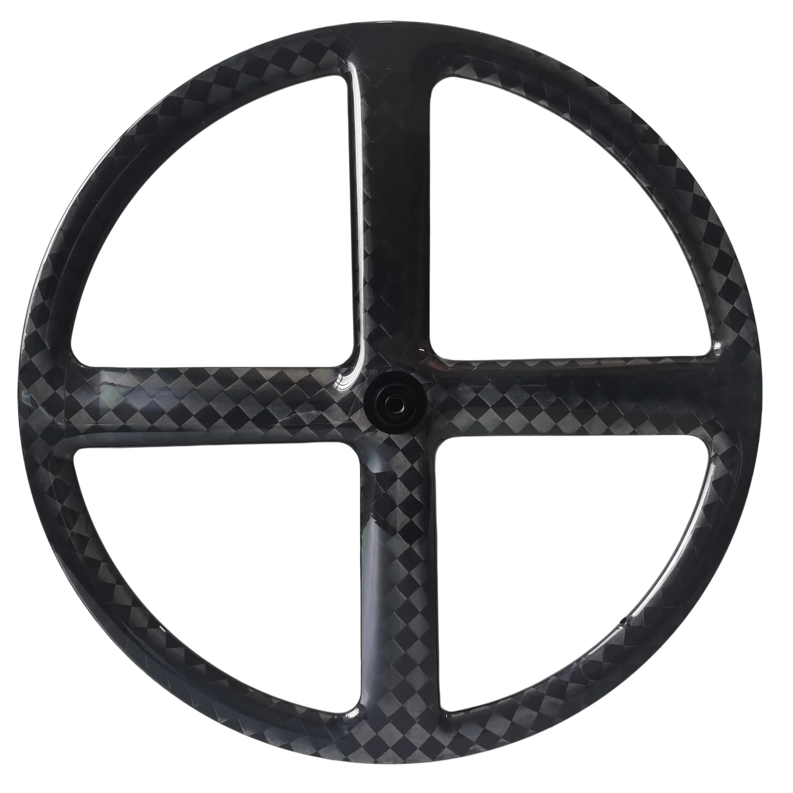 Ruote QORA in Fibra di Carbonio a 4 Razze 700C per Pista/TT/Triathlon, 6 Perni 36T, Freno a Disco/Brake, Cerchi in Carbonio per Bicicletta da Strada