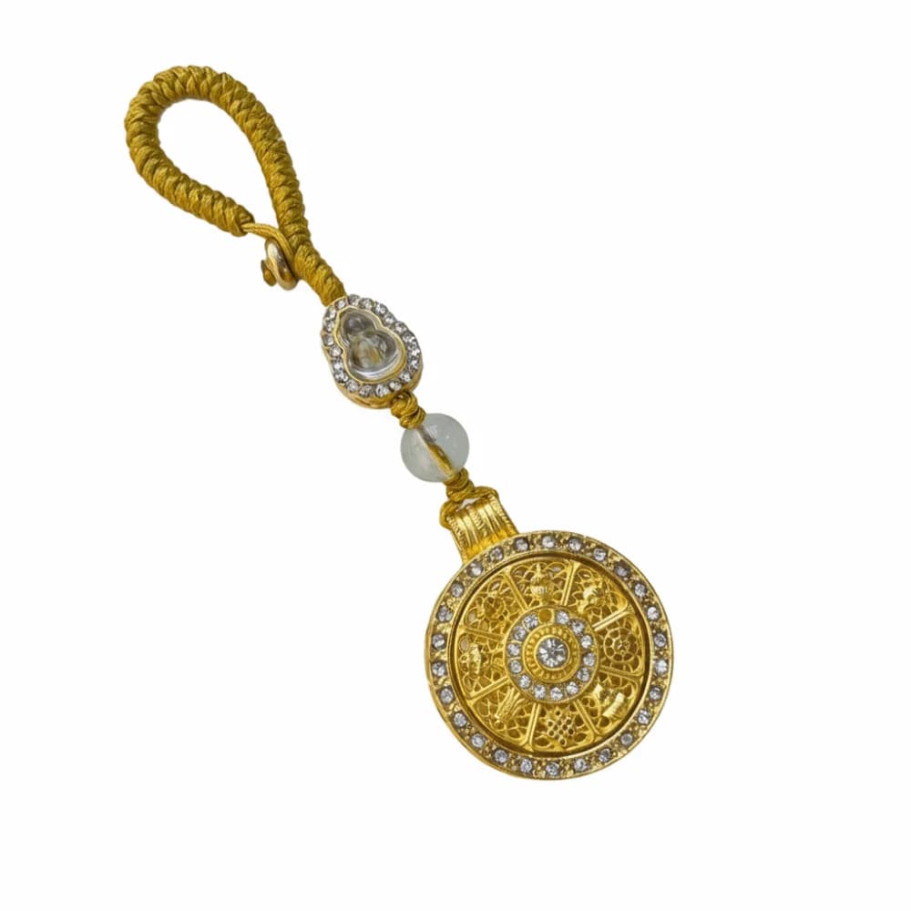 Ciondolo per Zaino Girasole in Oro Sabbia, Portachiavi Girevole in Metallo, Ciondolo Portafortuna di Capodanno, Portachiavi Zodiacale da Donna