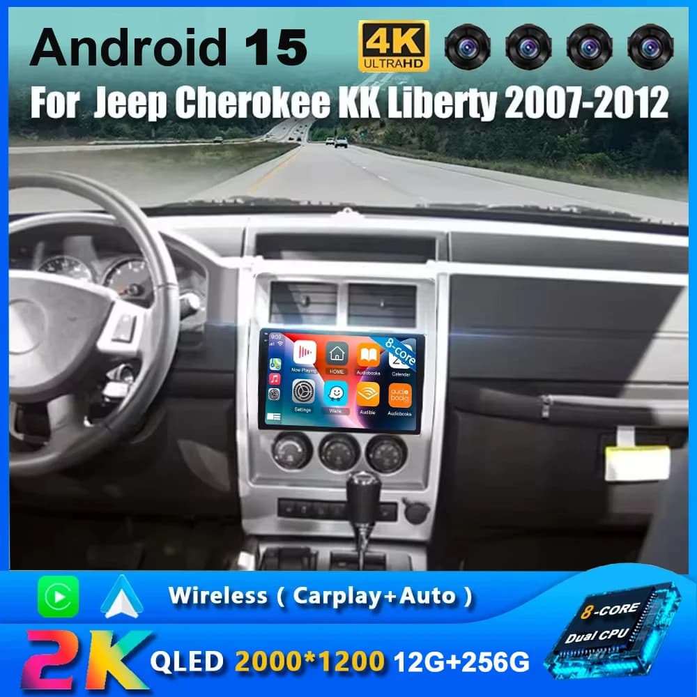 Android 15 For Jeep Cherokee Liberty KK 2007 - 2012 BT Video Player Auto GPS Cam Navigation Multimedia Carplay Radio No 2din DVD
