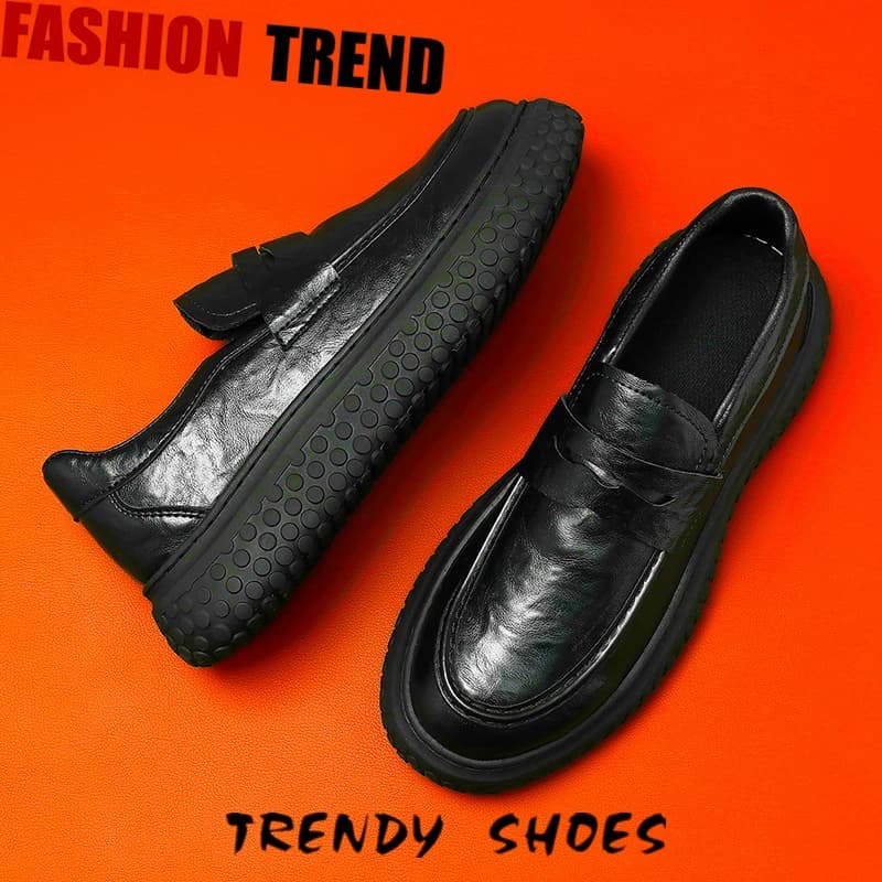 summer Men's Business Casual Leather Autumn New Style Work Office Shoes Low Top round Toe Rubber Outsole Wear-Resistant