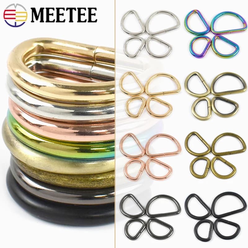 10 Pezzi Anelli a D in Metallo da 16-50mm, Fibbie di Connessione per Zaini, Cinghie a Tracolla, Ganci per Collari di Animali Domestici, Accessori Fai-da-Te