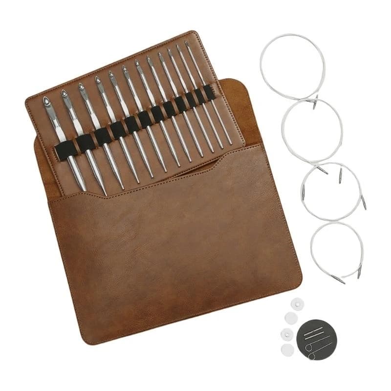 H8WB Interchangeable Tunisian Crochet Hook Set 3mm-10.0mm Aluminium Knitting Needle Afghan Crochet Hook Weaving Tools