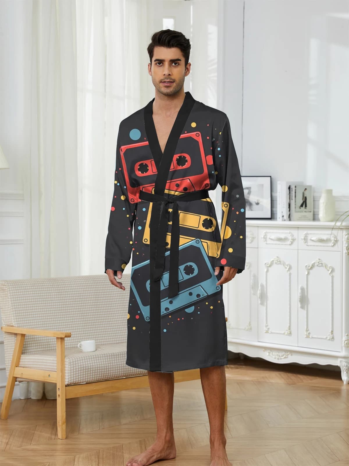 1pcs Men's Robes 2026 Spring/Summer Funny pajamas Shower robe Robes Breathable 3D Printed Sleepwear Graphic Bathrobe man
