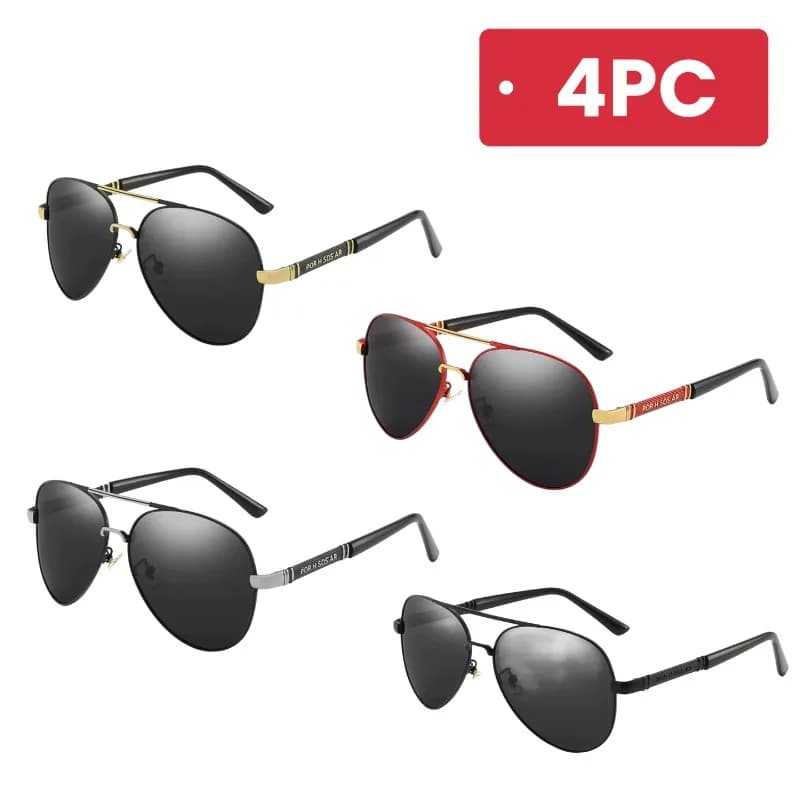Occhiali da sole classici da aviatore da uomo, set da 2/3/4 pezzi, montatura in metallo, occhiali da sole polarizzati UV400, antiabbagliamento, occhiali da guida, occhiali da esterno
